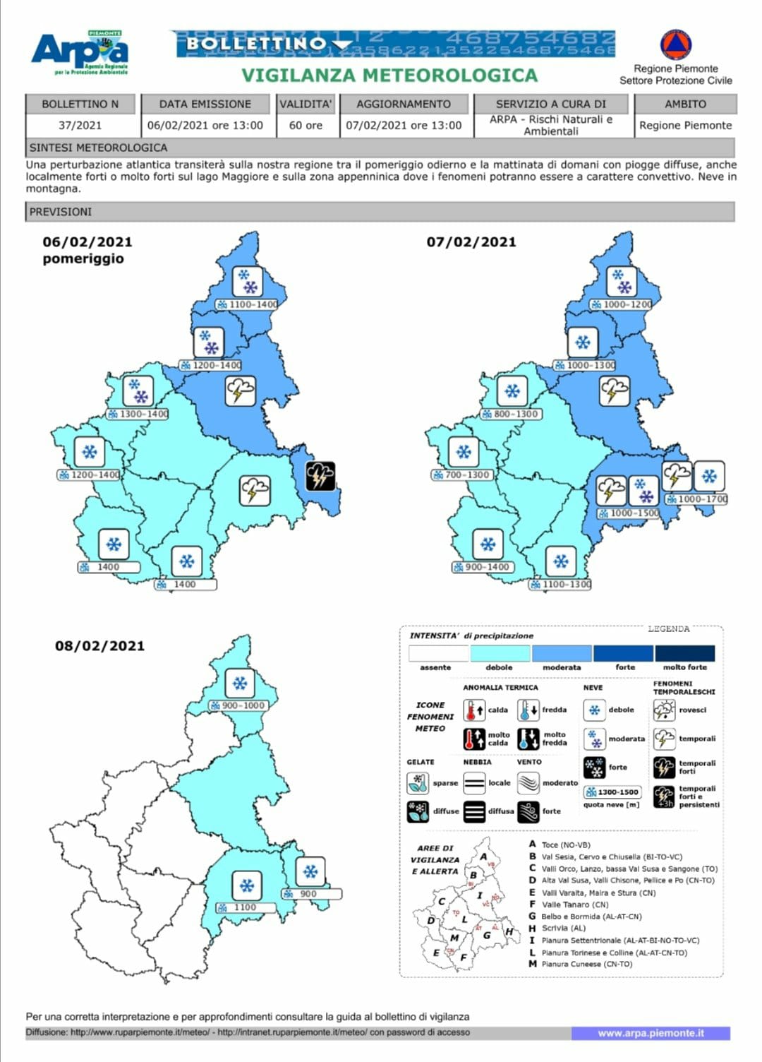 Allerta meteo gialla del 6 febbraio 2021